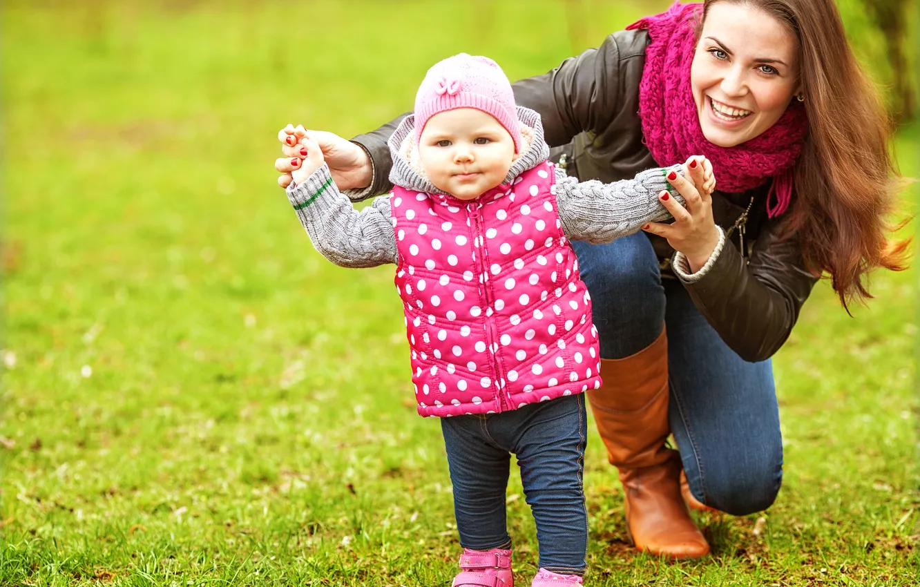Photo wallpaper happiness, walk, mom, daughter