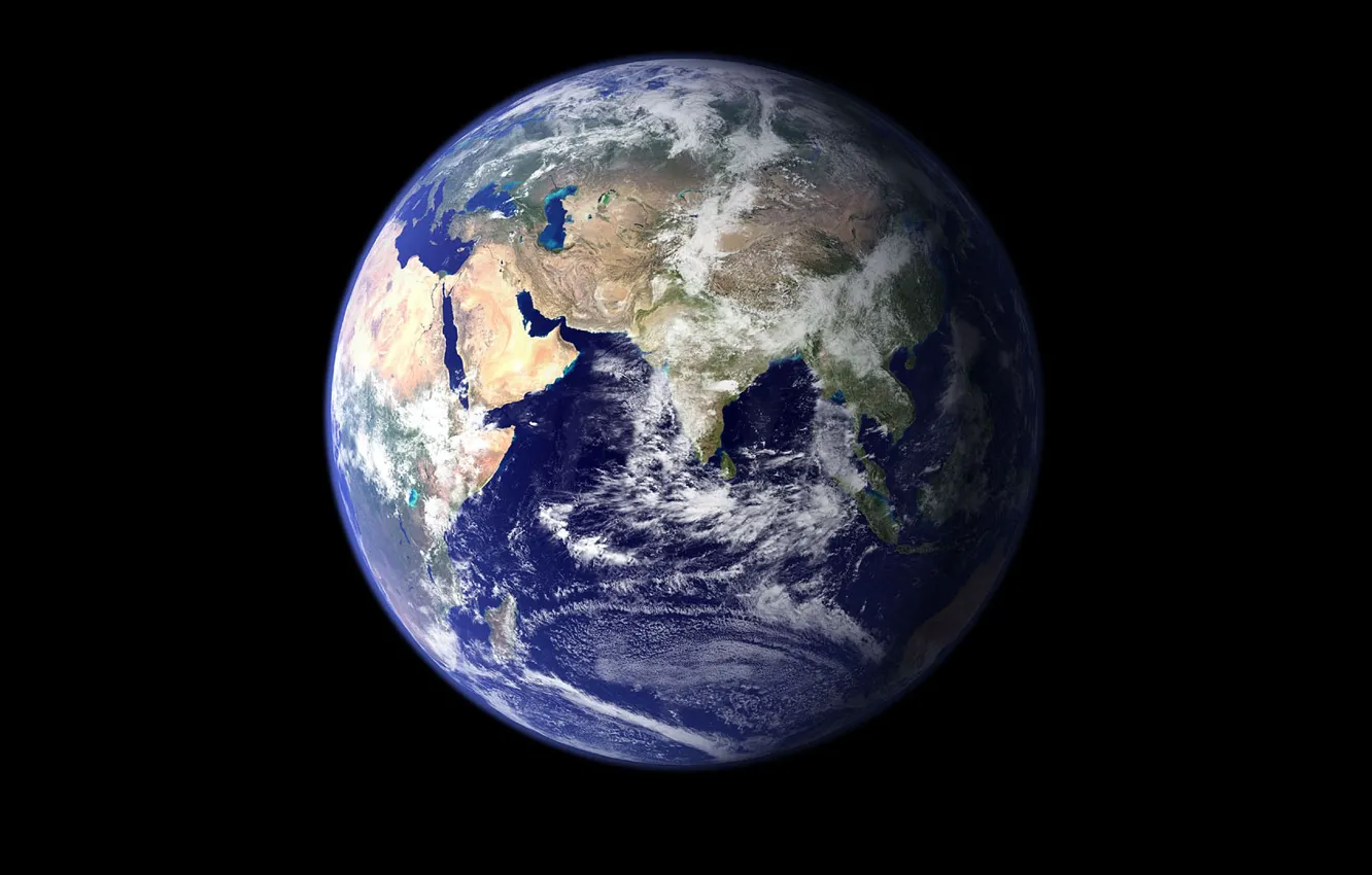Photo wallpaper space, planet, Earth, eastern hemisphere