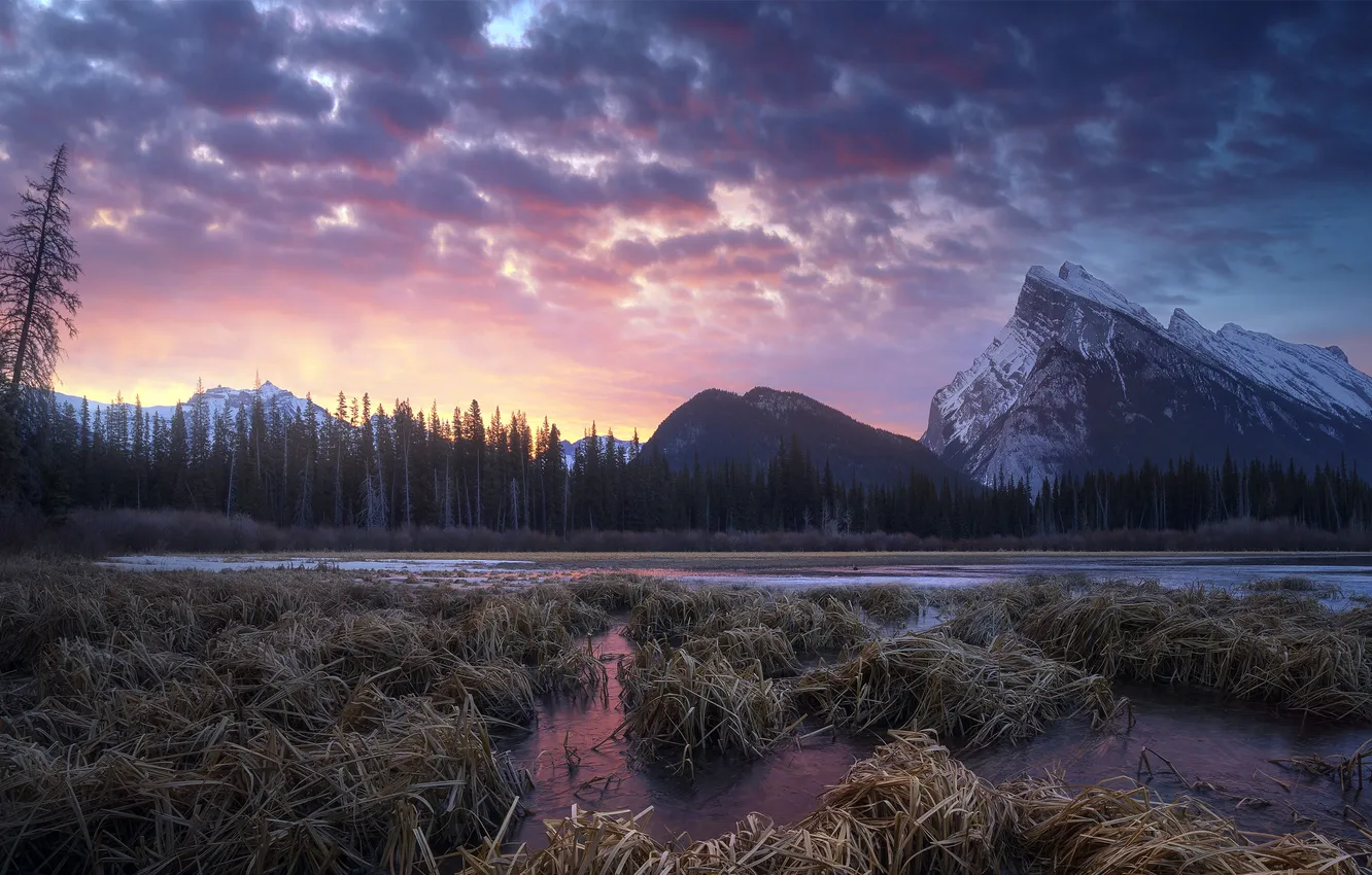Photo wallpaper clouds, sunset, Canada, Canada, sunset, cloud, Banff, Banff