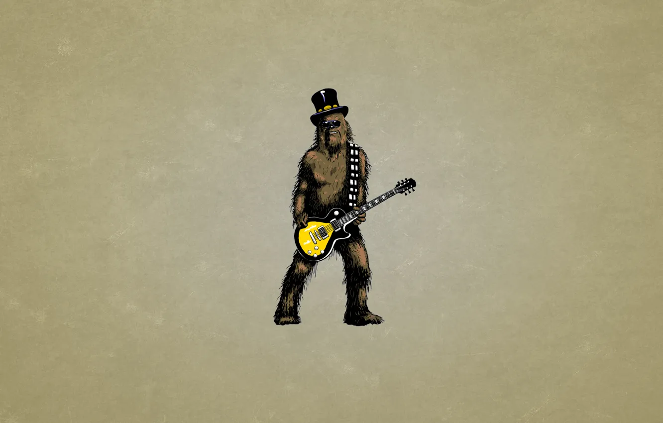 Photo wallpaper hat, guitar, minimalism, hairy, Star Wars, glasses, star wars, guitar