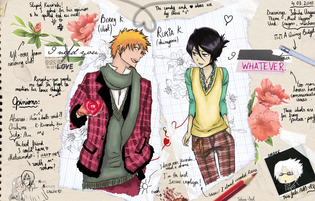 Photo wallpaper art, Bleach, Bleach, Ichigo Kurosaki, Rukia Kuchiki