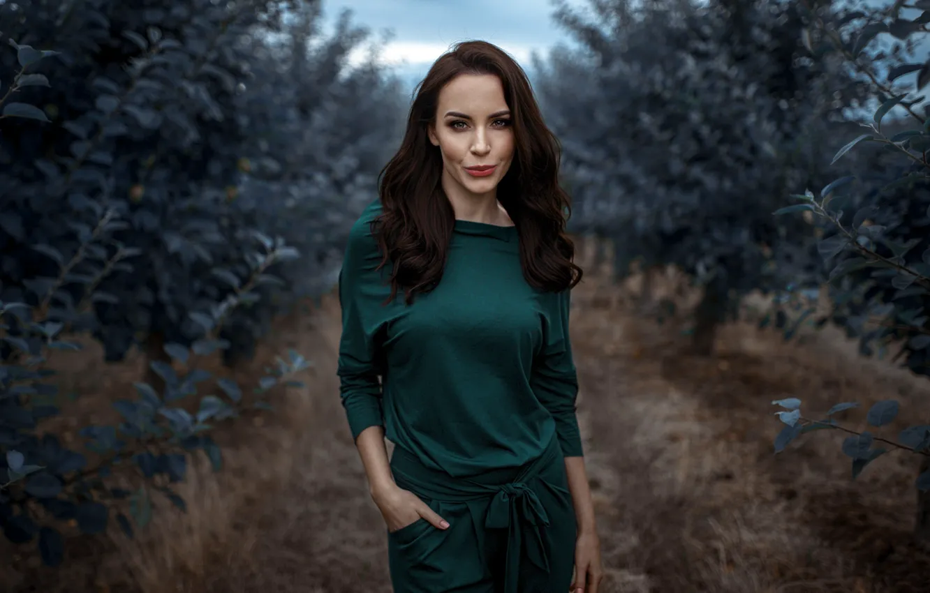 Photo wallpaper look, girl, smile, figure, Damian Feather