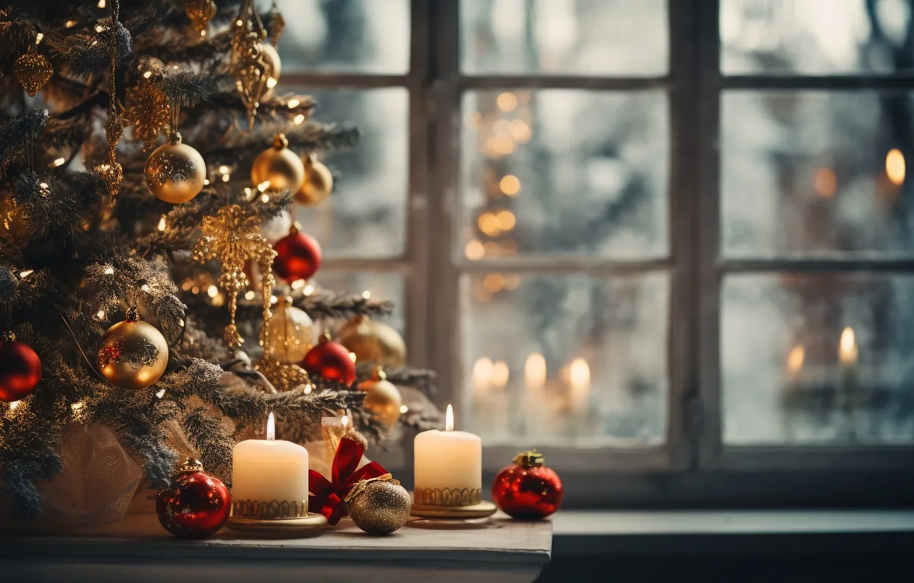 Photo wallpaper room, tree, new year, interior, Christmas, Christmas, view, tree