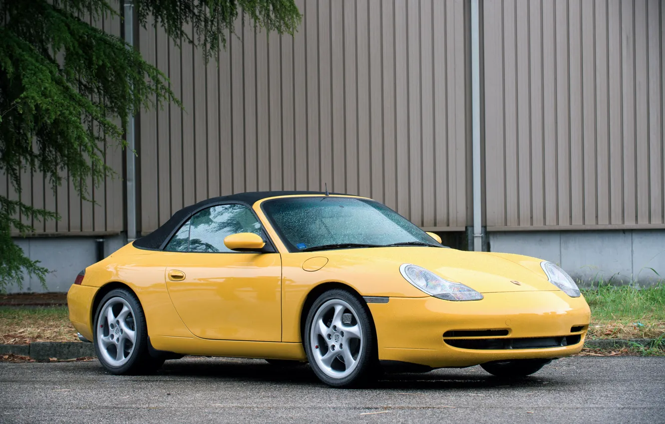 Photo wallpaper yellow, Porsche, convertible, Porsche, Carrera, Cabriolet