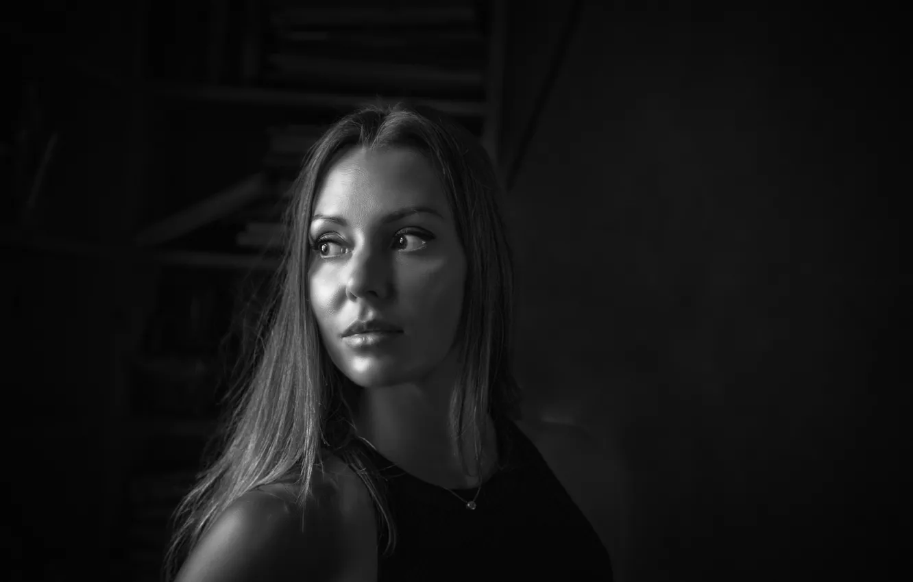 Photo wallpaper black & white, eyes, beautiful, model, look, glance, Kide fotoart, Vika Smirnova