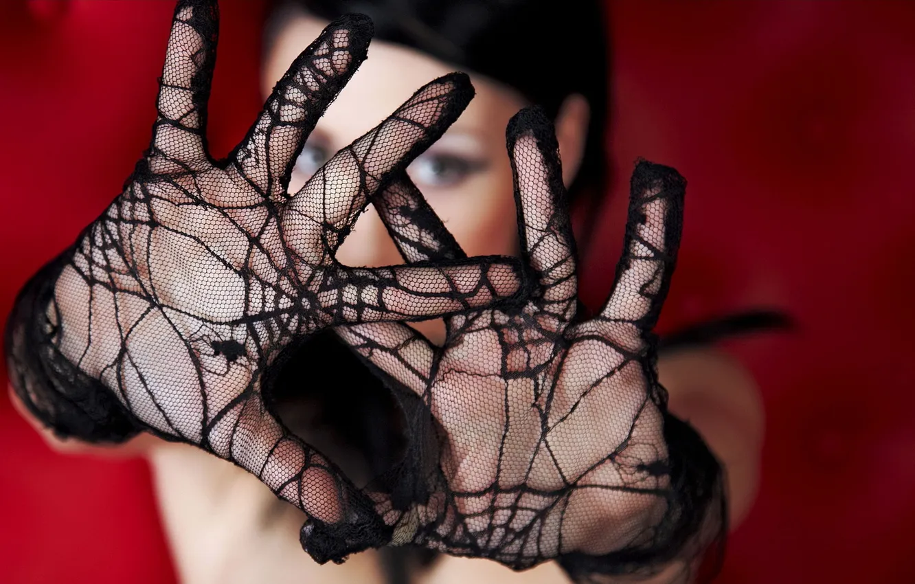 Photo wallpaper look, girl, gloves