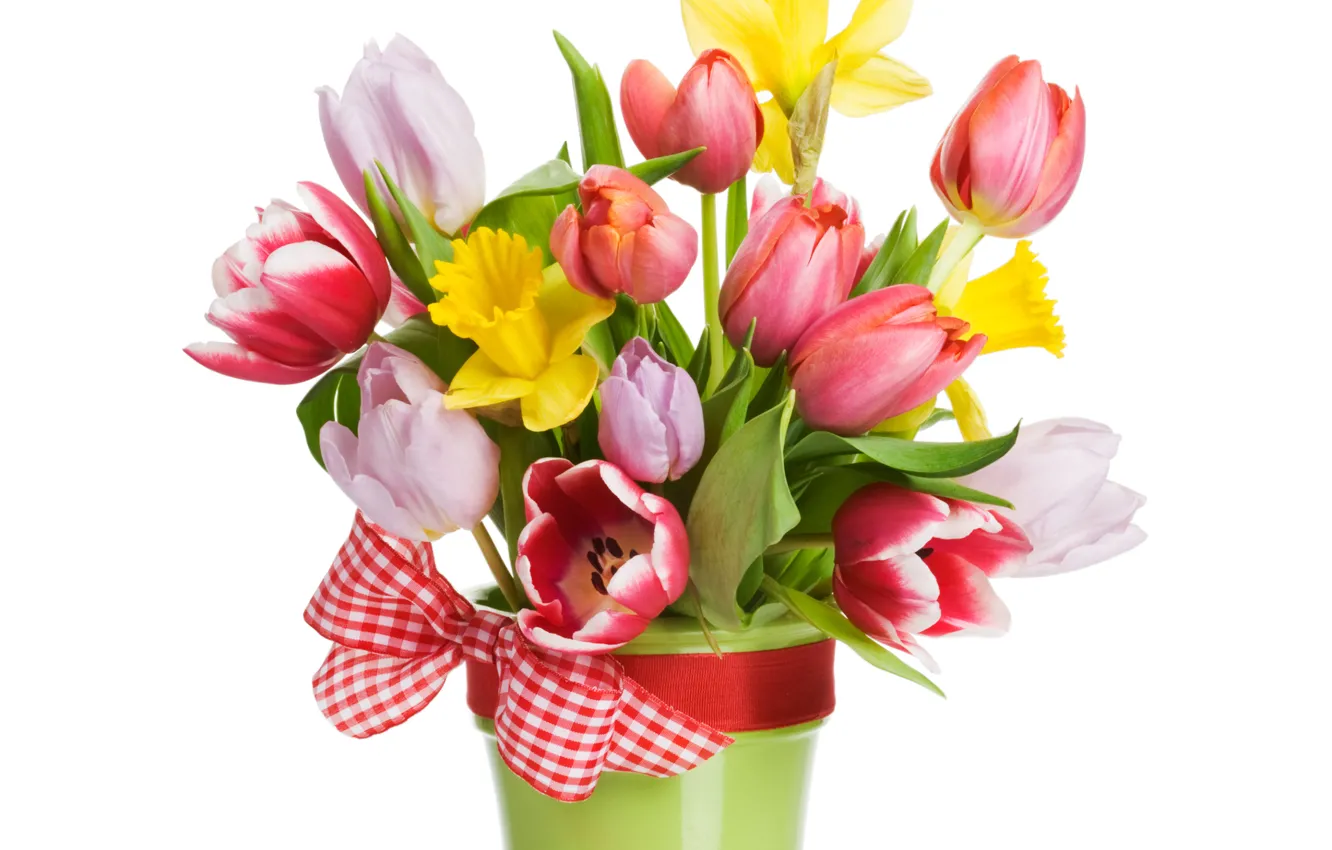 Photo wallpaper flowers, tape, bouquet, spring, petals, tulips, flowers, tulips