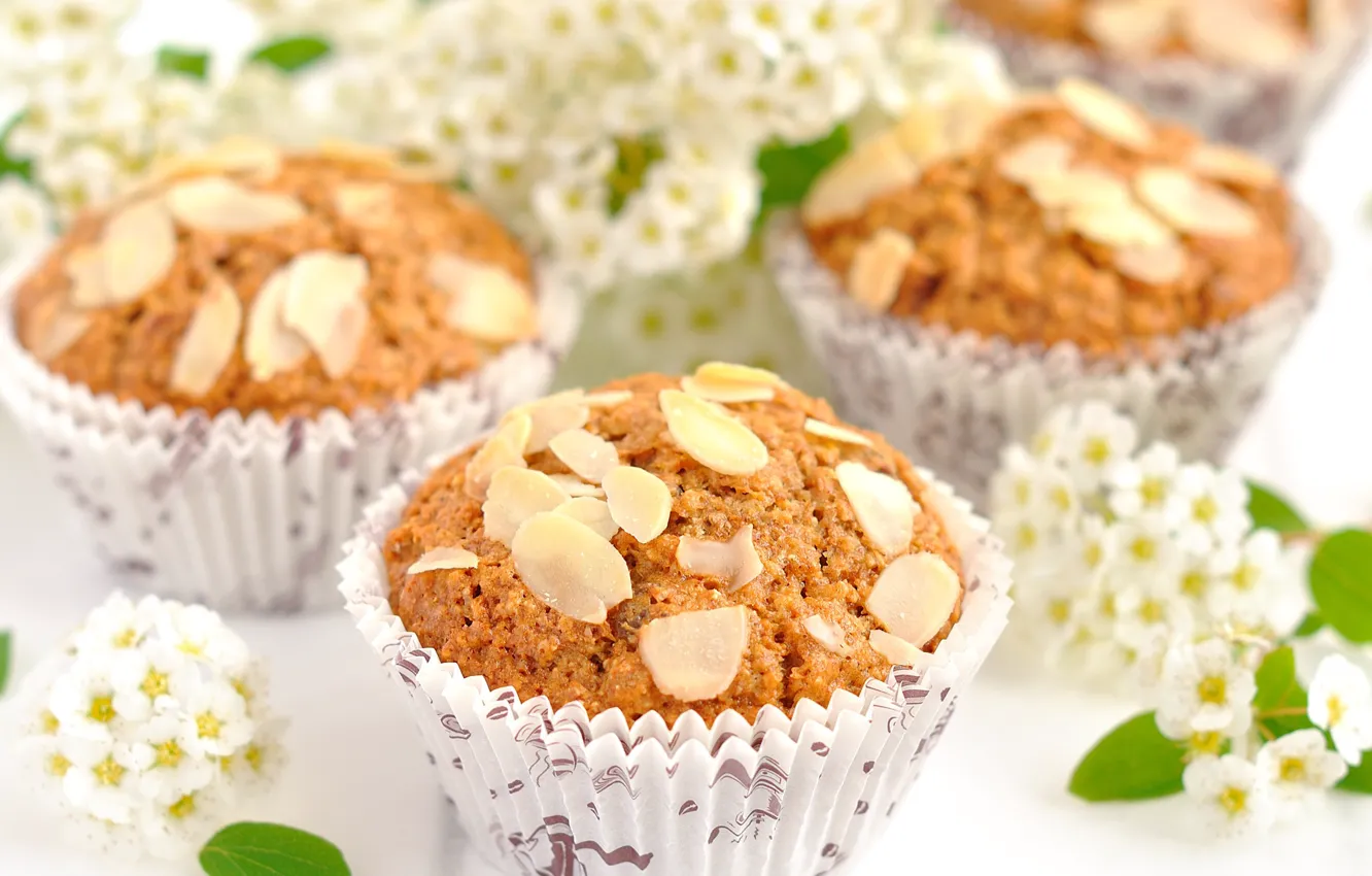 Photo wallpaper cakes, cupcakes, Apple blossoms