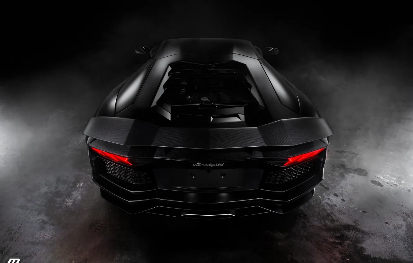 Photo wallpaper Lamborghini, Aventador, Johan Lee Photography, Matte Black, by Perillo Collision Center