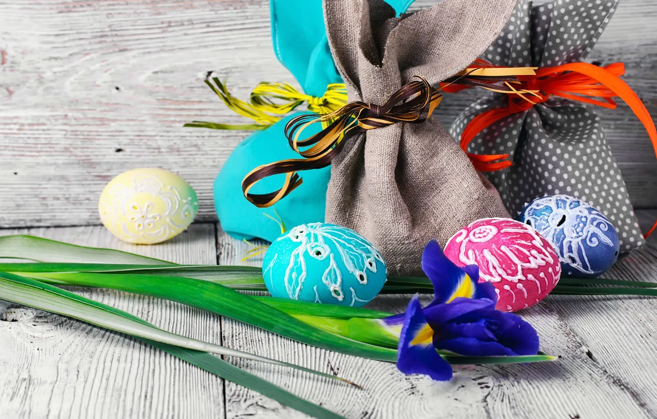 Photo wallpaper flowers, holiday, Board, eggs, Easter, bag, decor, Easter