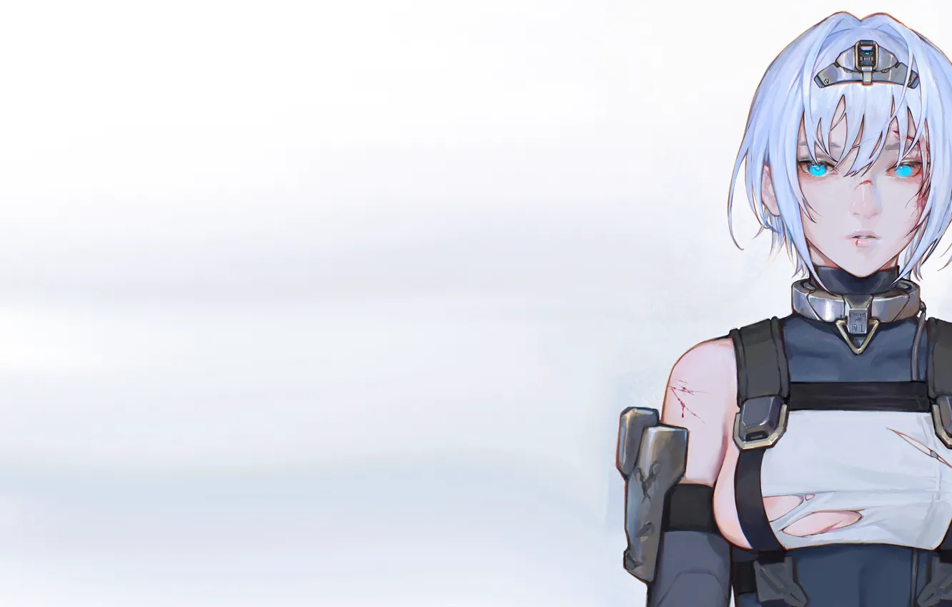 Photo wallpaper girl, hot, boobs, anime, short hair, pretty, battle, breasts