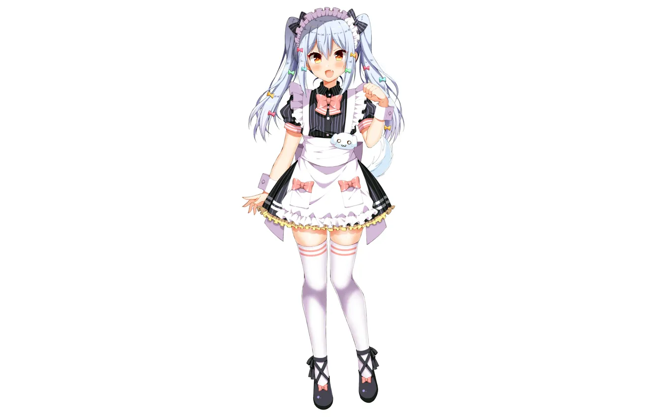 Photo wallpaper girl, sexy, thighhighs, long hair, dress, anime, beautiful, pretty