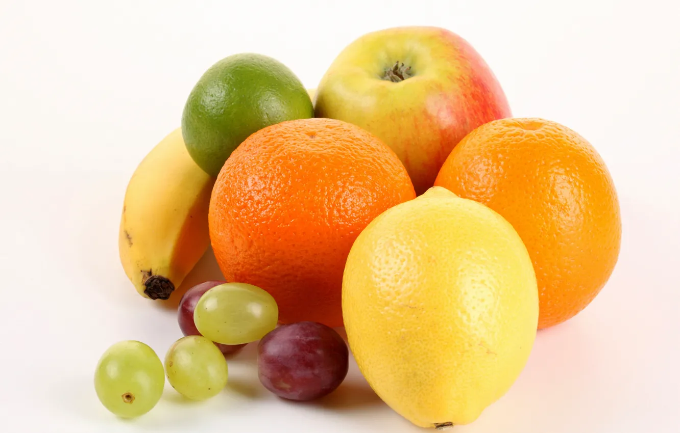 Photo wallpaper white background, fruit, vitamins