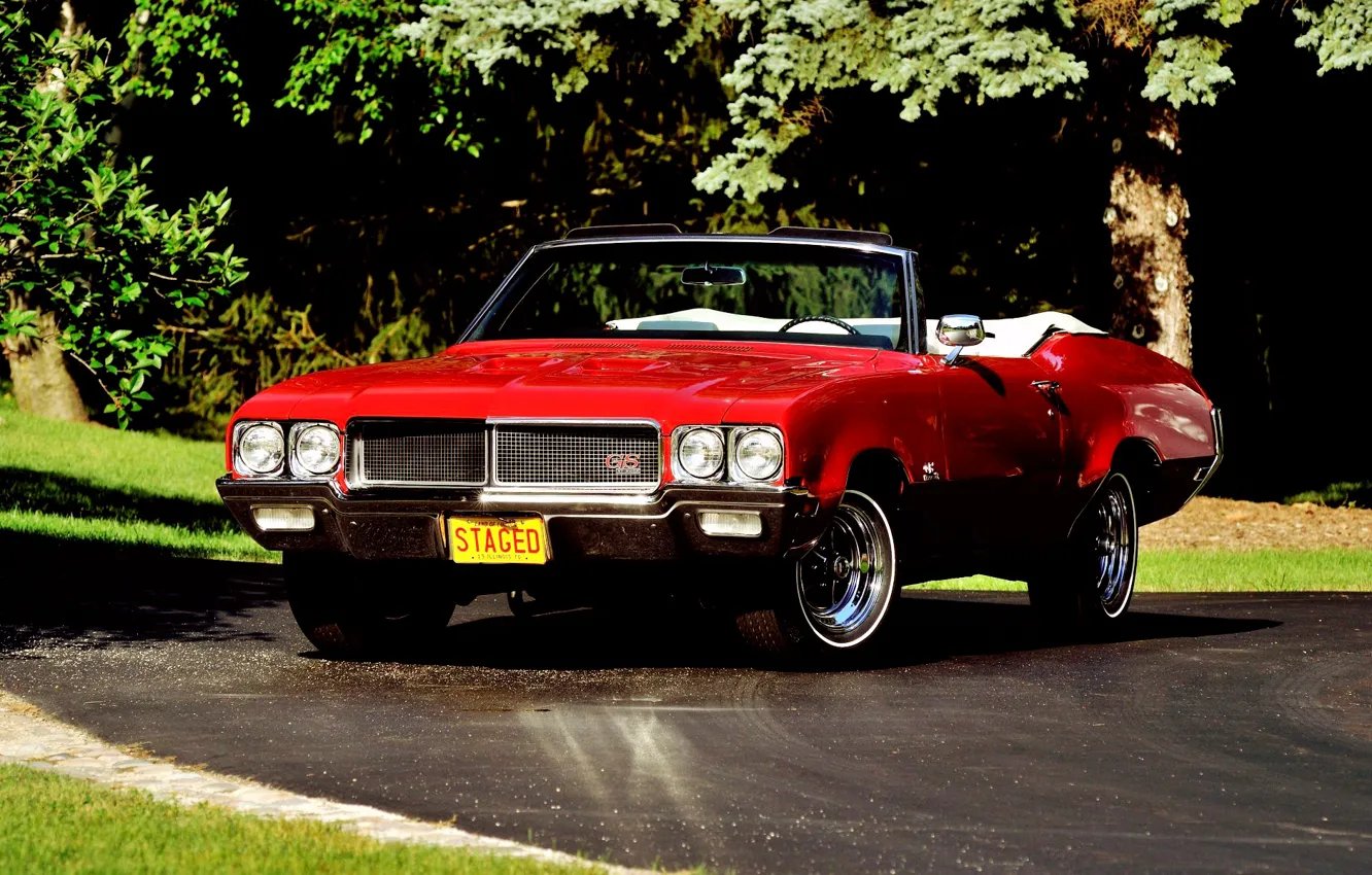 Photo wallpaper Red, Convertible, Classic car, Buick