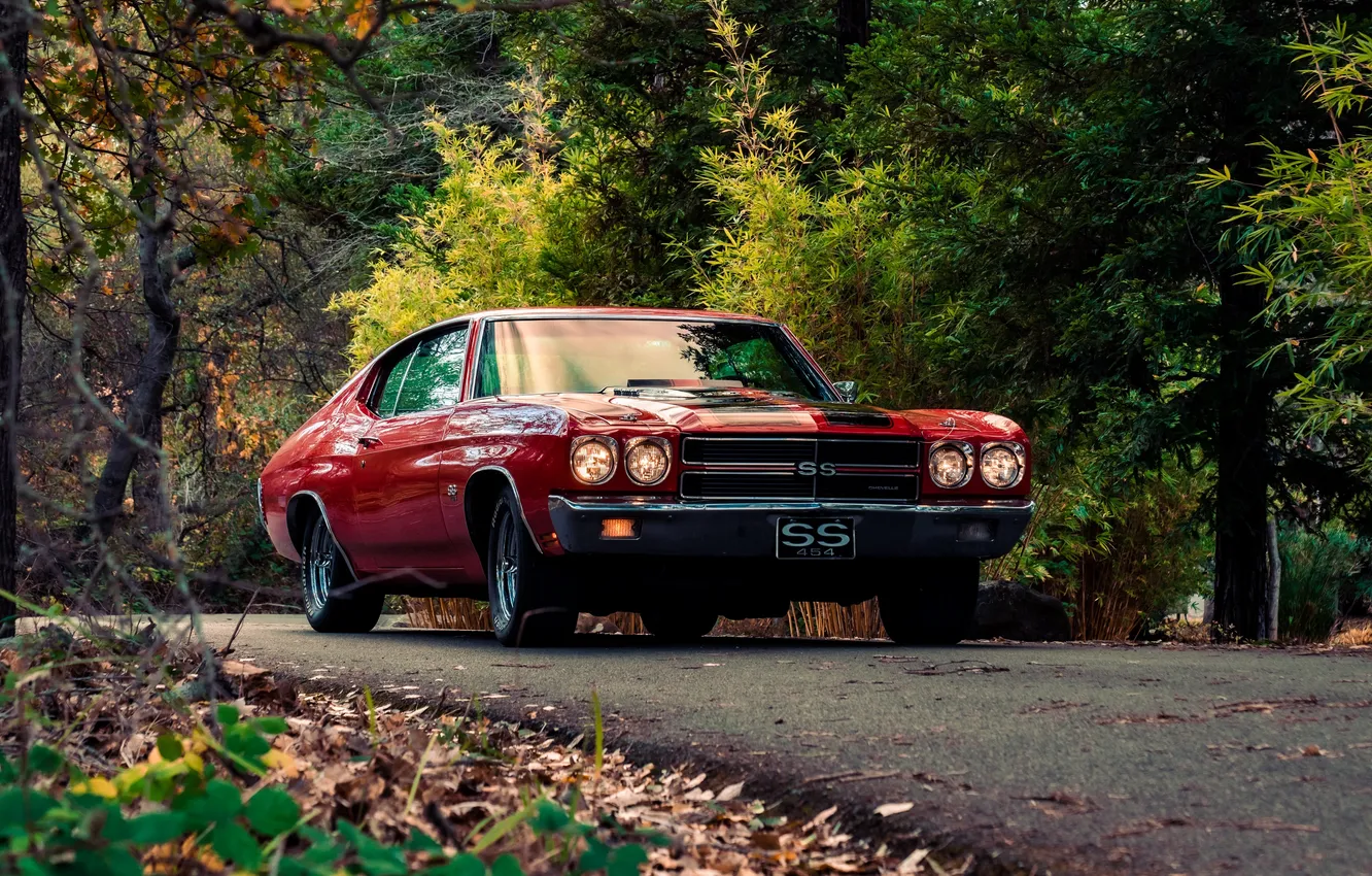 Photo wallpaper Red, Chevy, classic American