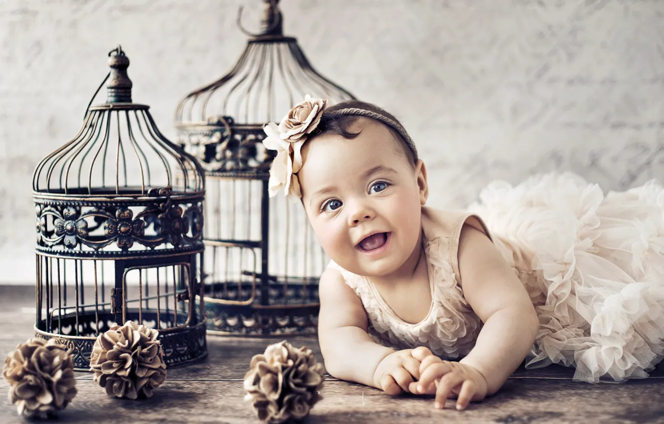 Photo wallpaper look, dress, girl, lies, baby, Konrad Look