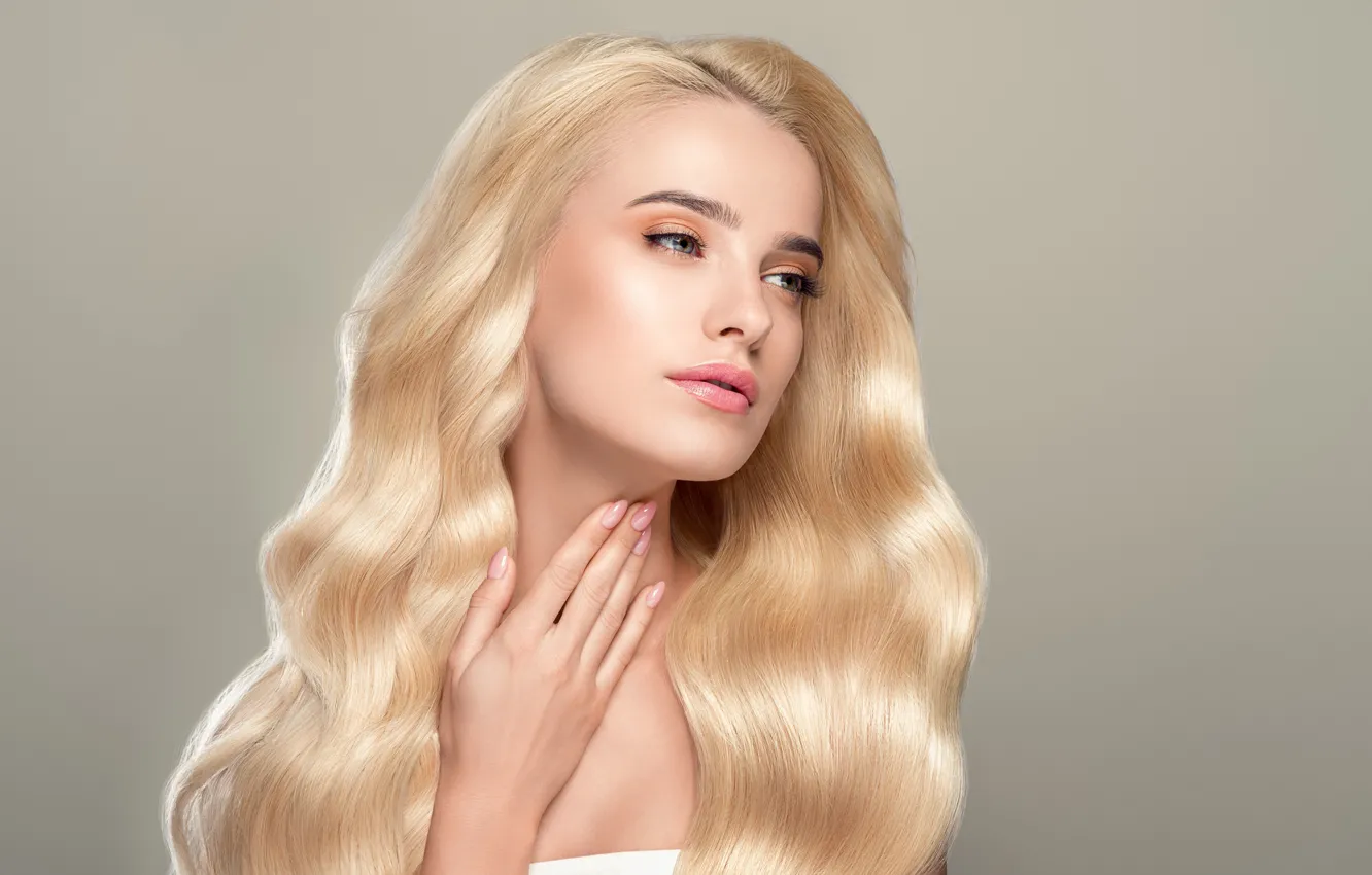 Photo wallpaper girl, pose, portrait, hands, makeup, blonde, manicure, Ryabusjkina Irina