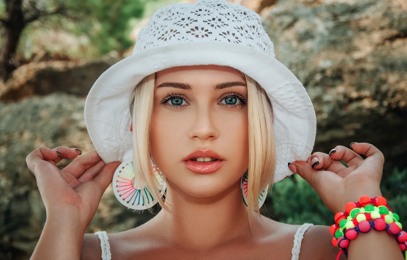 Photo wallpaper look, girl, model, hat, blonde, Xenia, Maksym Platov