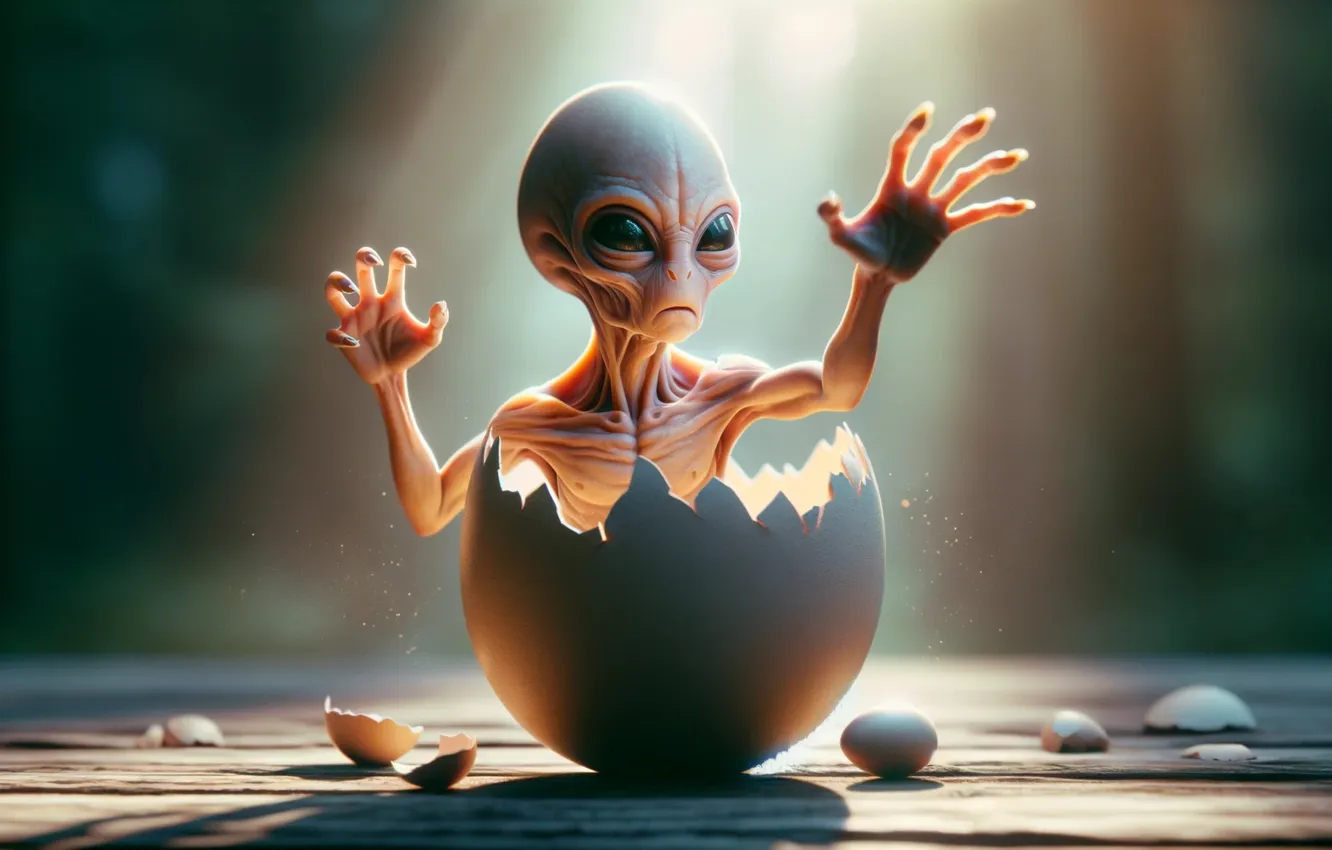 Photo wallpaper eggs, being, hands, alien, shell, humanoid