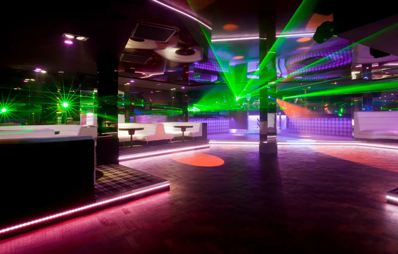 Photo wallpaper interior, club, lighting, hall, disco, the dance floor, Dancefloor optimised