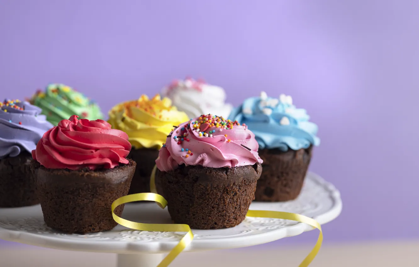 Photo wallpaper cream, dessert, cupcakes
