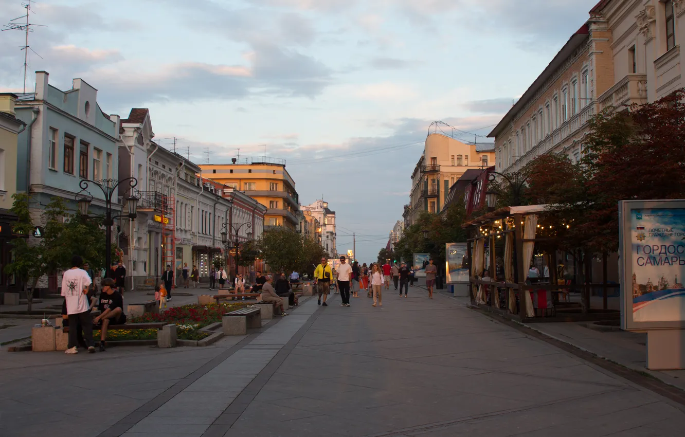Photo wallpaper summer, the sky, clouds, the city, people, building, home, the evening