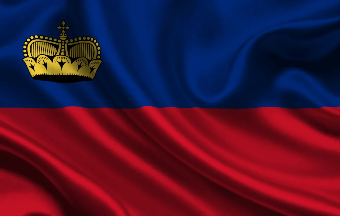 Photo wallpaper Red, Blue, Flag, Coat of arms, Texture, Flag, Crown, Liechtenstein