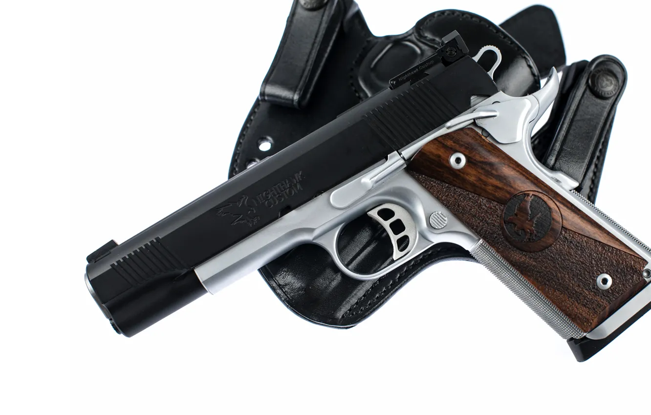 Photo wallpaper gun, holster, custom, M1911, Nighthawk, Dominator