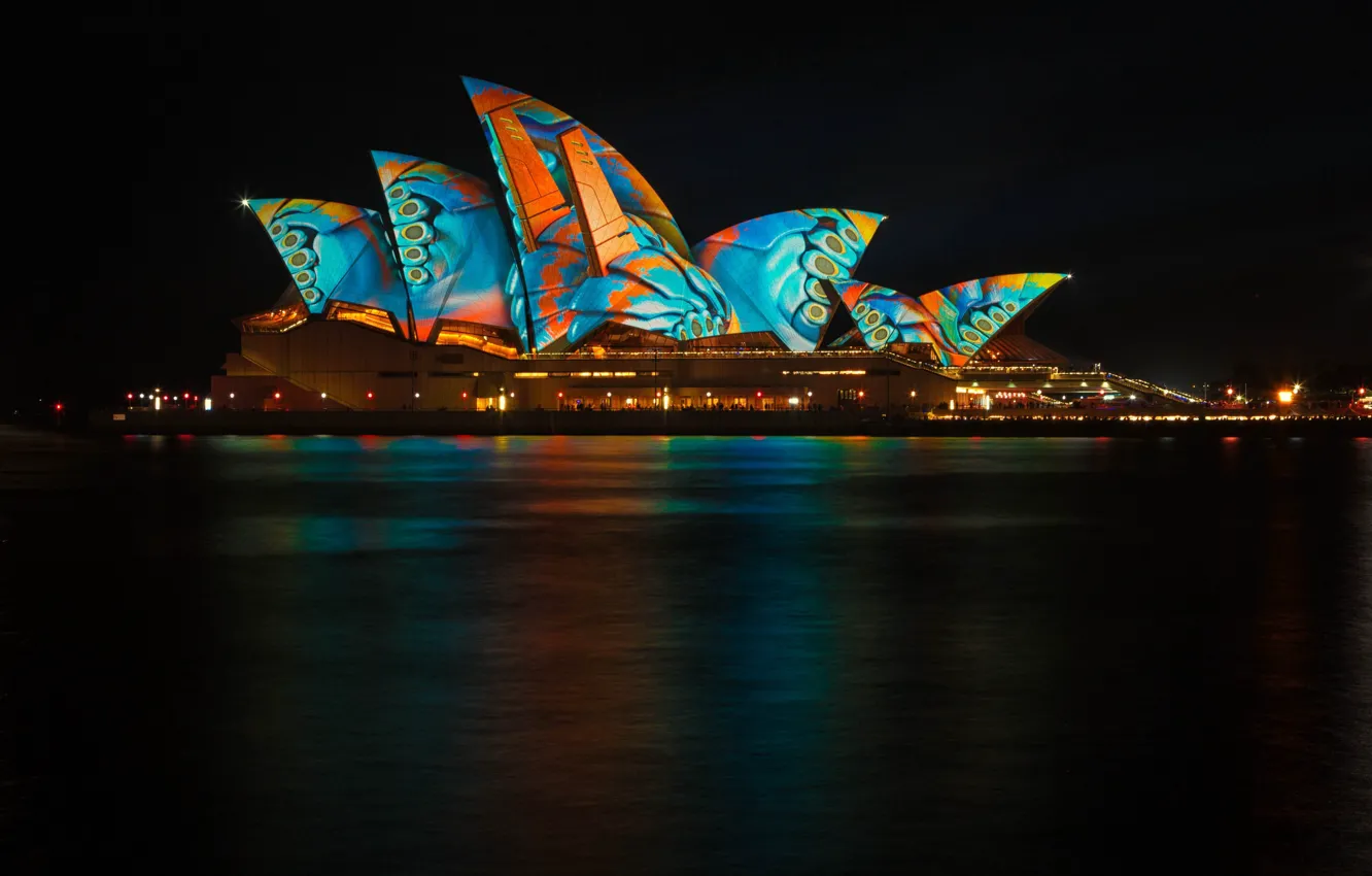 Photo wallpaper night, night lights, Australia, Sydney
