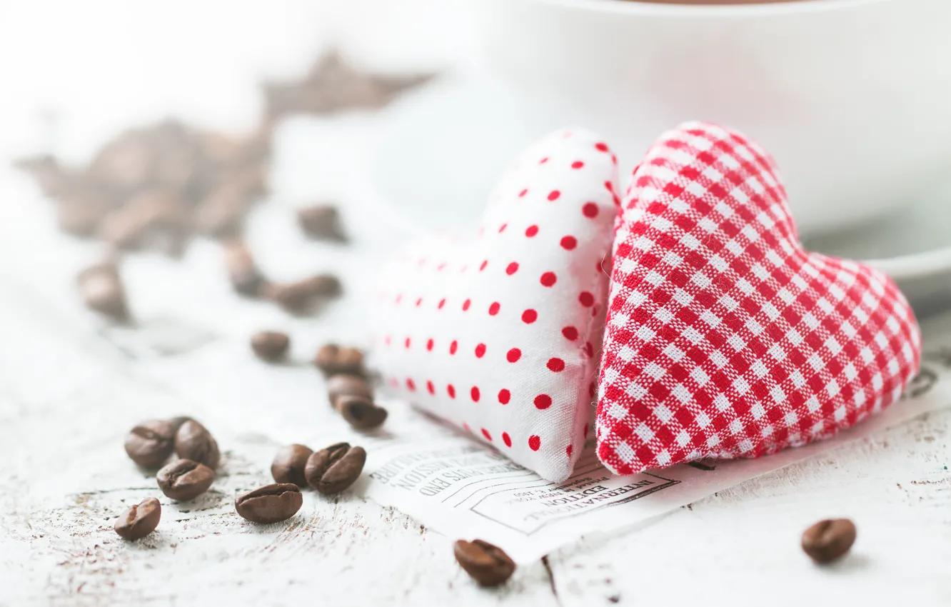 Photo wallpaper heart, coffee, grain, love, heart, romantic, valentine's day