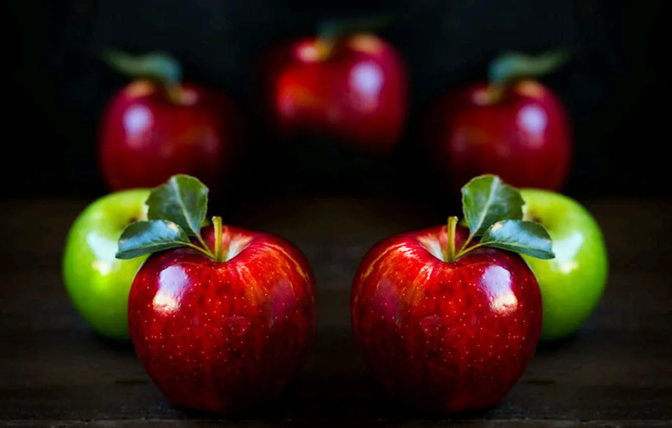 Photo wallpaper light, still life, fruits, shadows, apples