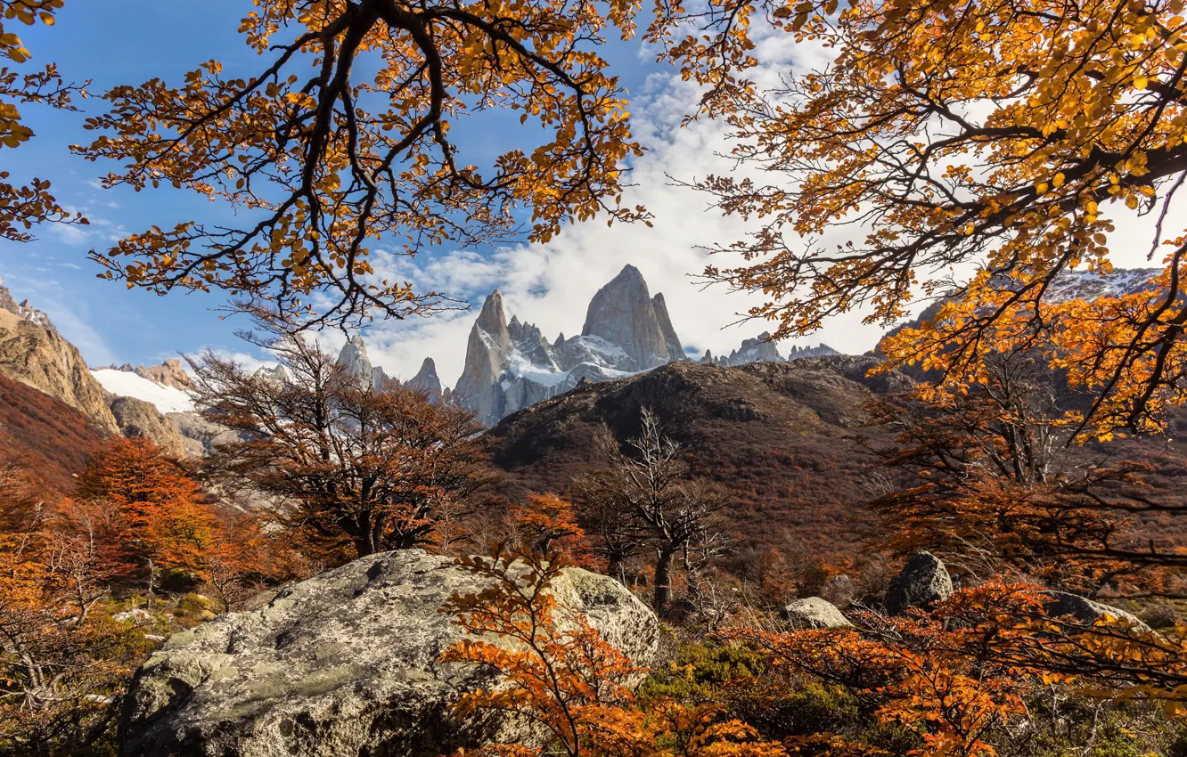 Photo wallpaper autumn, landscape, mountains, nature, stones, Argentina, Patagonia
