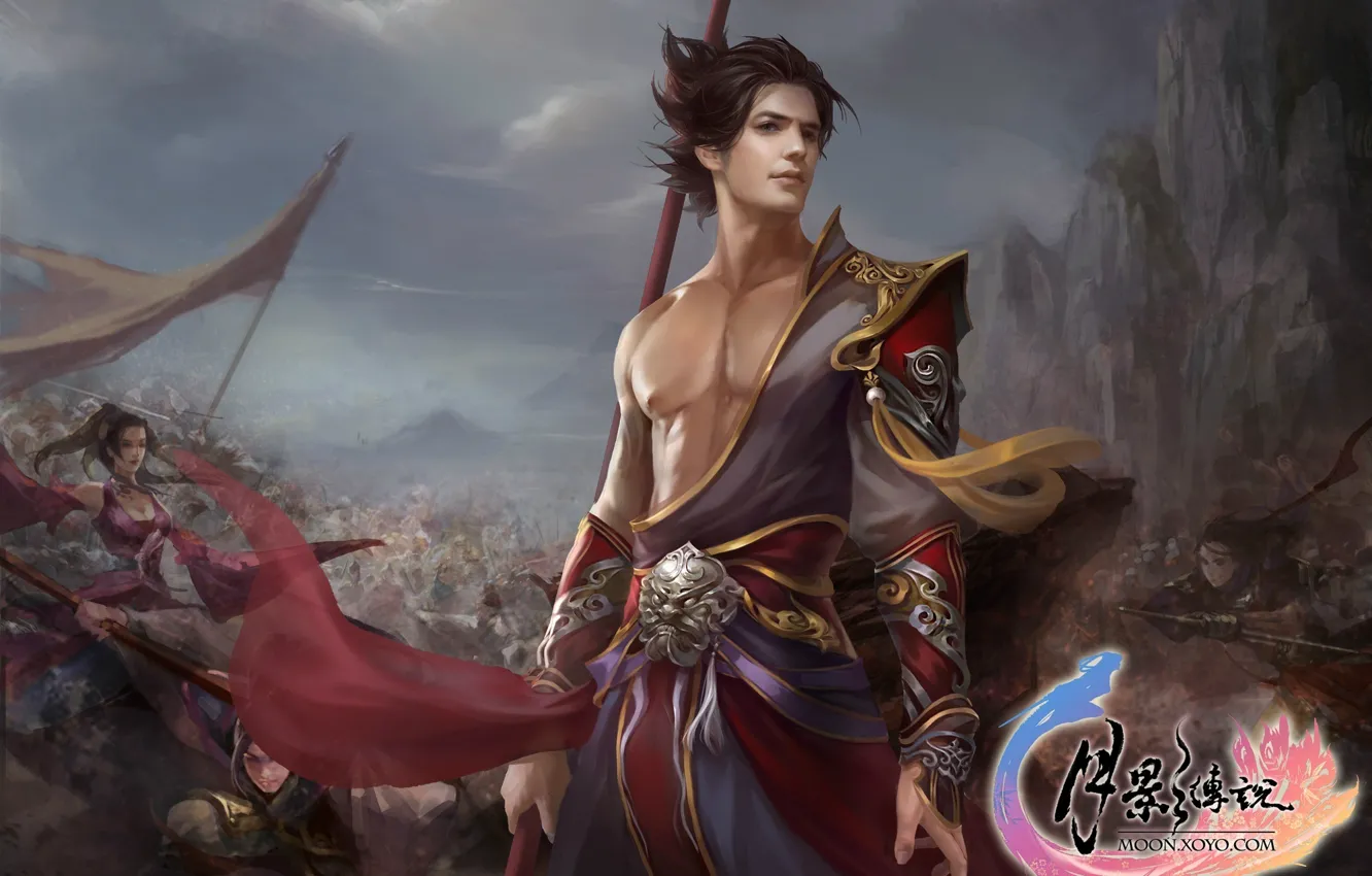 Photo wallpaper the game, warrior, art, China, battle, guy, The legend of the moon