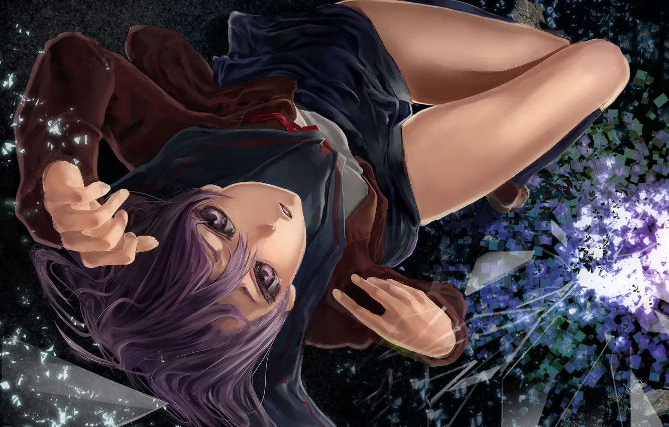 Photo wallpaper eyes, glass, girl, Wallpaper, hair, anime, lips