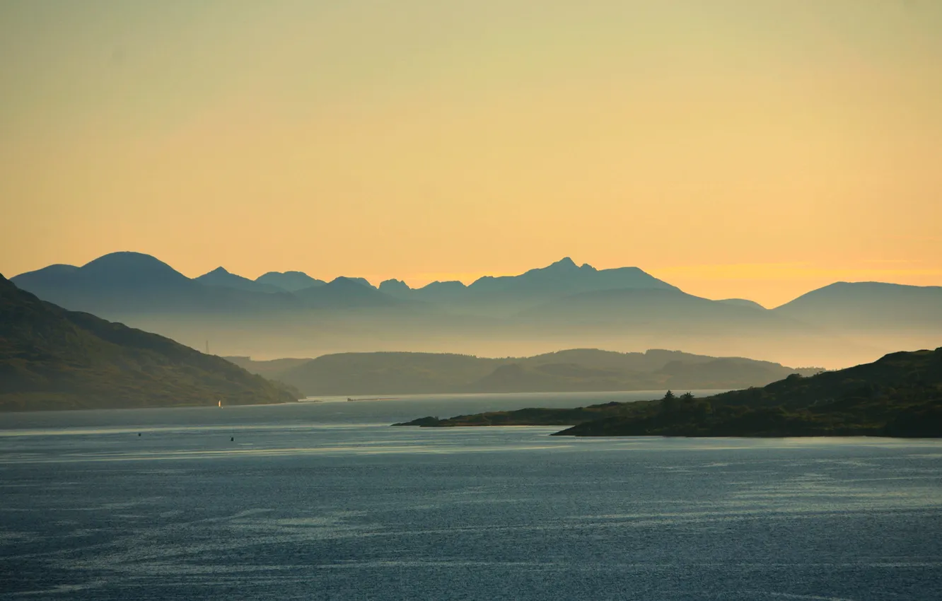 Photo wallpaper mountains, hills, Bay