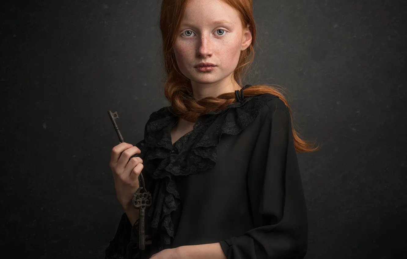 Photo wallpaper girl, braid, keys, redhead, Adam Wawrzyniak