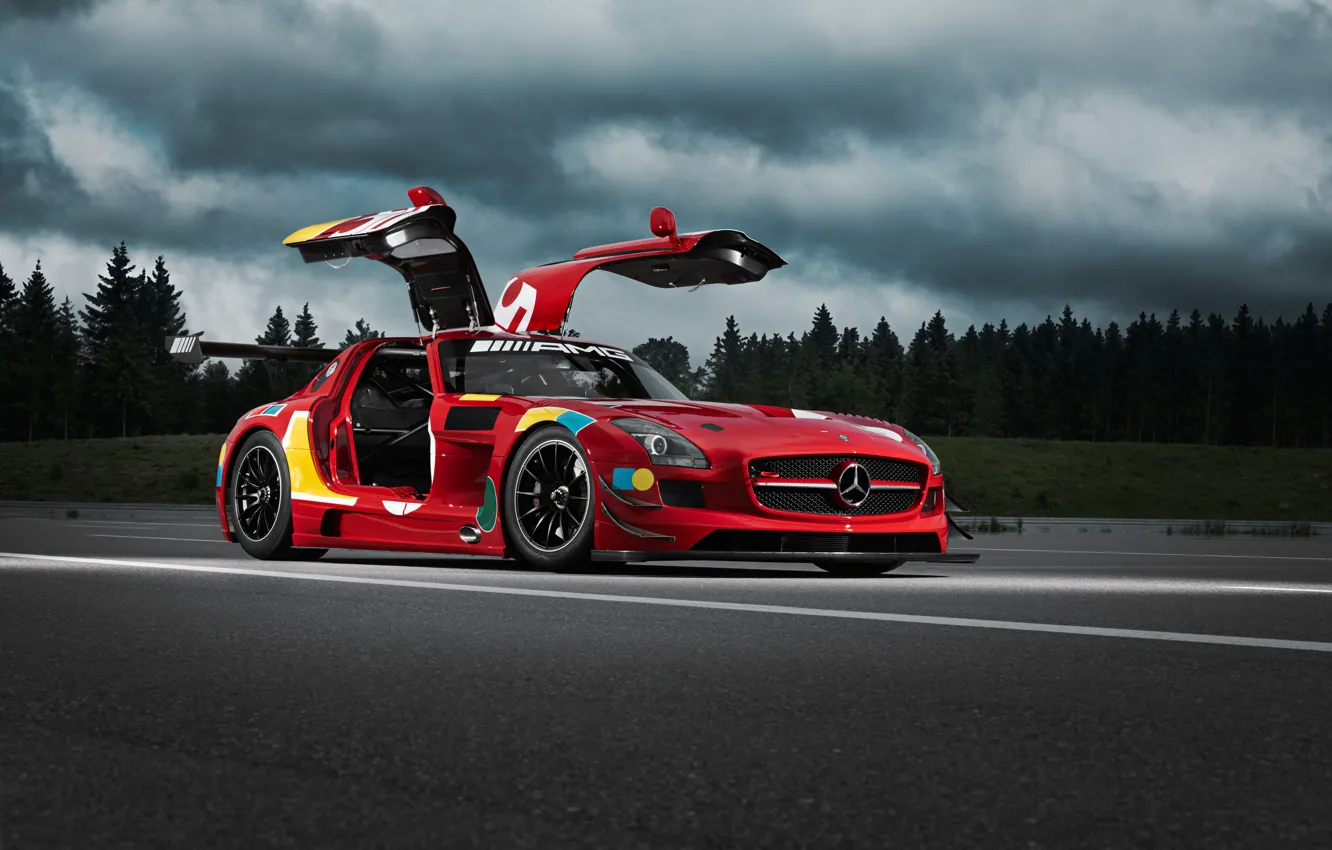 Photo wallpaper mercedes-benz, gt3, sls amg