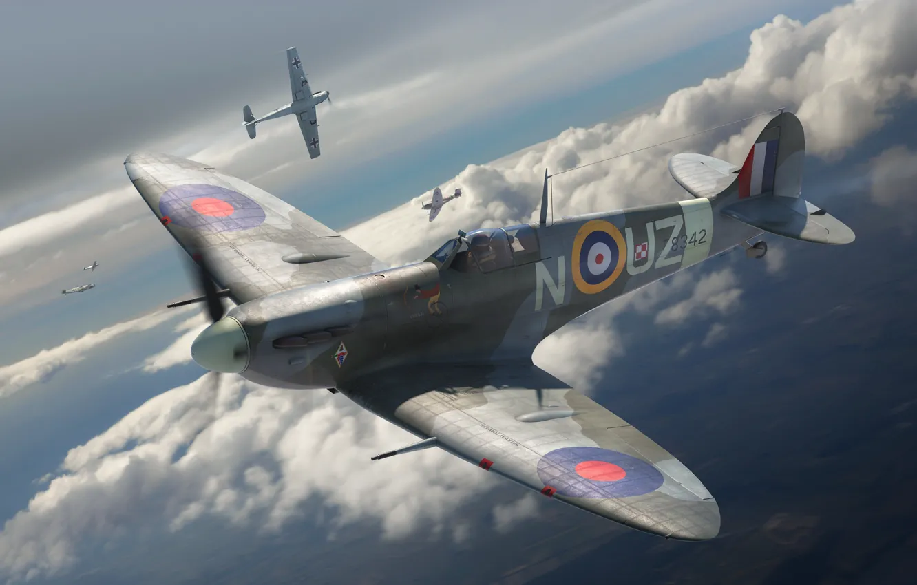 Photo wallpaper fighter, Poland, UK, RAF, Antonis Karidis, Supermarine Spitfire Mk.IIa