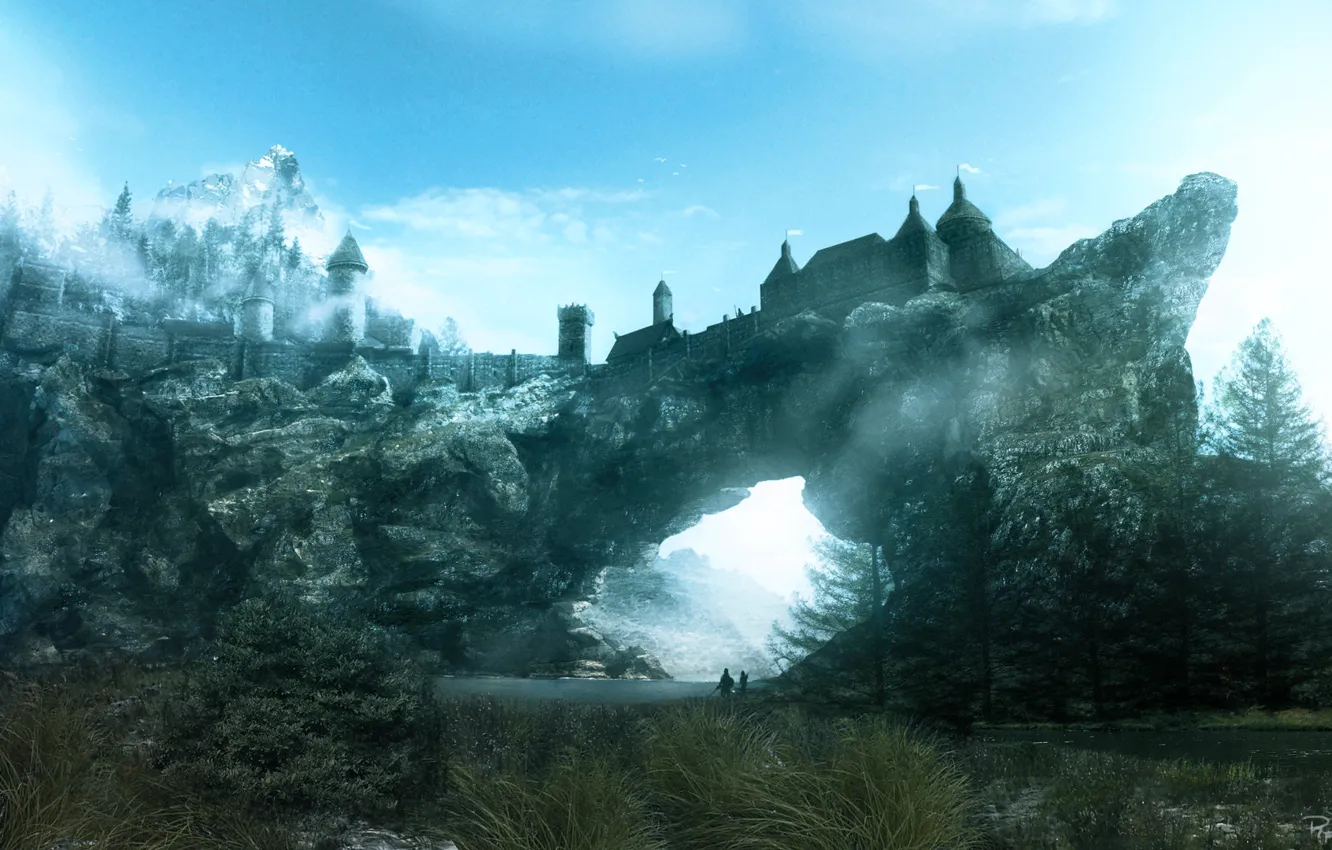 Photo wallpaper the city, rocks, the game, year, Skyrim, Skyrim, Solitude, TES
