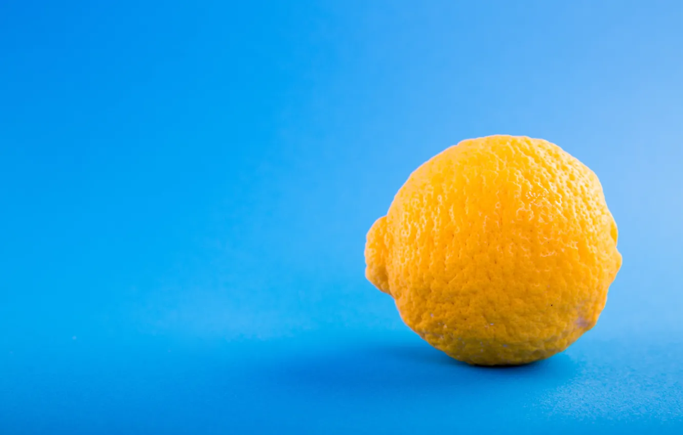 Photo wallpaper yellow, lemon, fruit, lemon, yellow, blue background, fruit, blue background