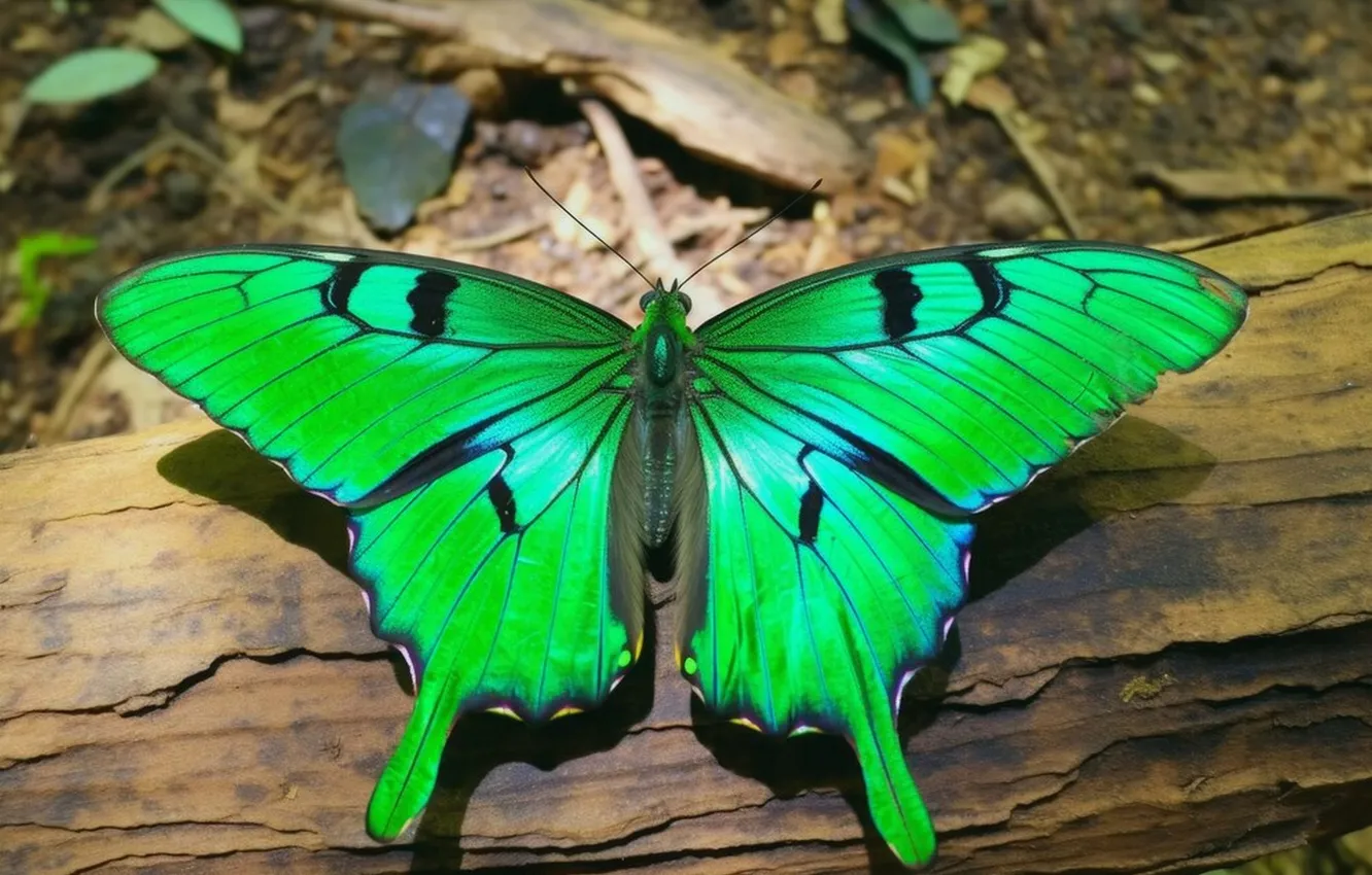 Photo wallpaper trees, butterfly, bark, digital art, generated by AI