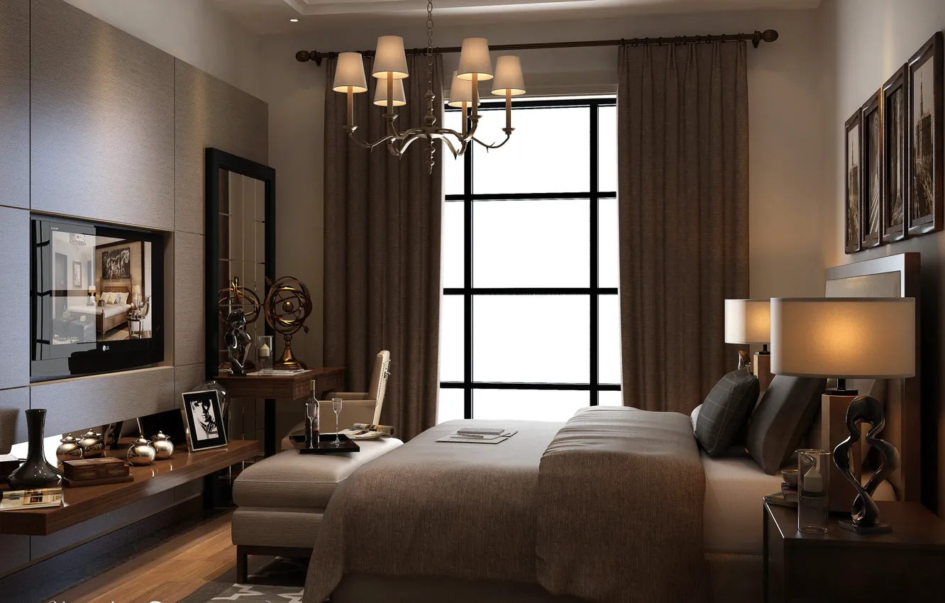 Photo wallpaper room, chandelier, lamp, furnished, BEDROOM AREA