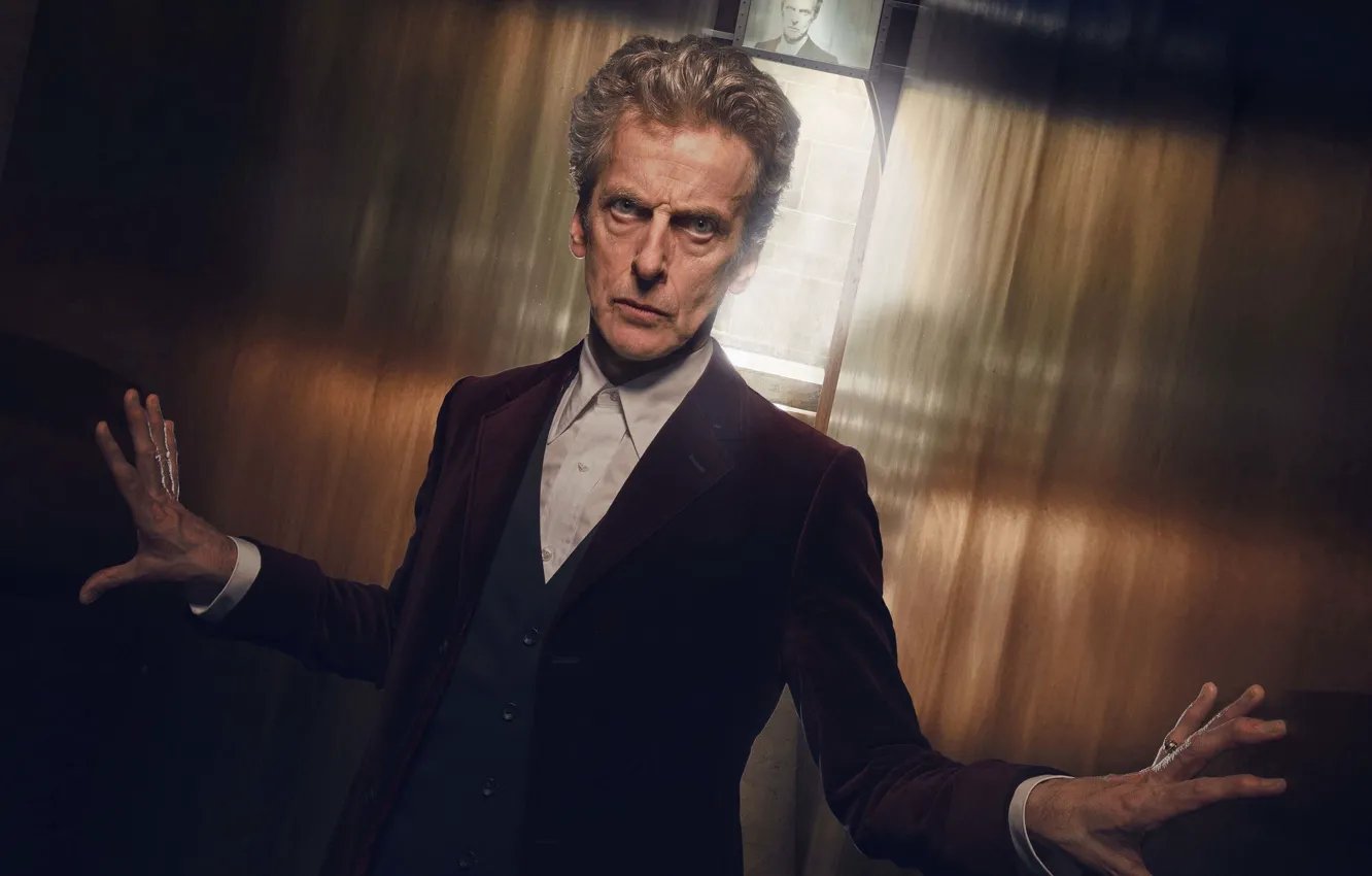 Photo wallpaper look, wall, hands, actor, male, Doctor Who, Doctor Who, Peter Capaldi