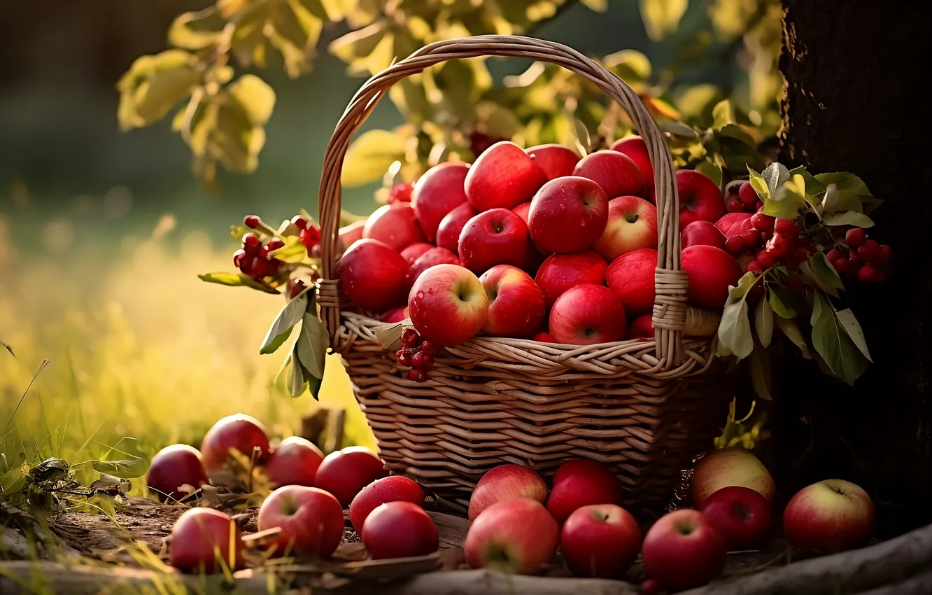 Photo wallpaper red, nature, apples, garden, harvest, fruit, fruit, Apple
