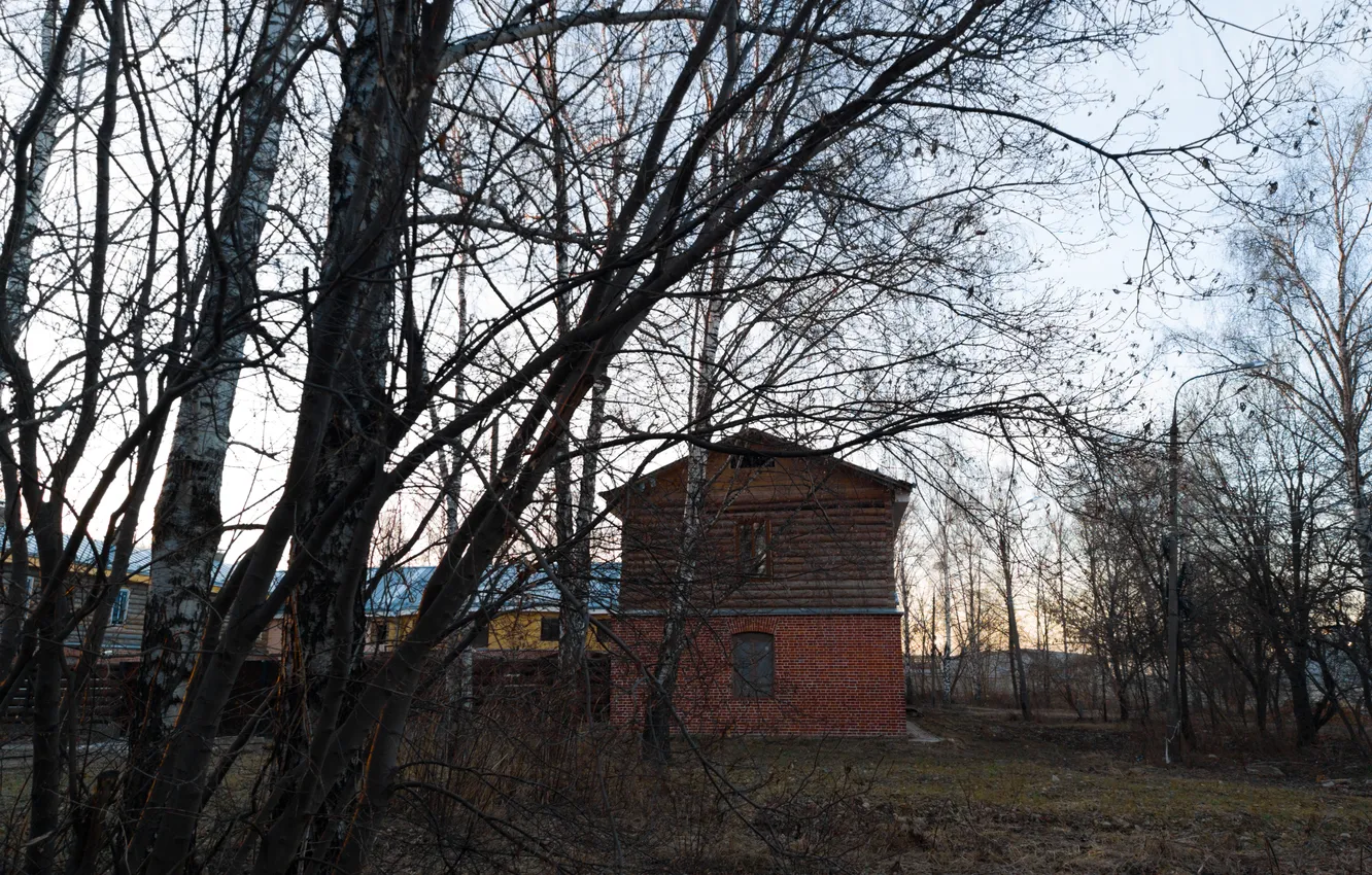 Photo wallpaper the sky, trees, building, home, Russia, architecture, Artem