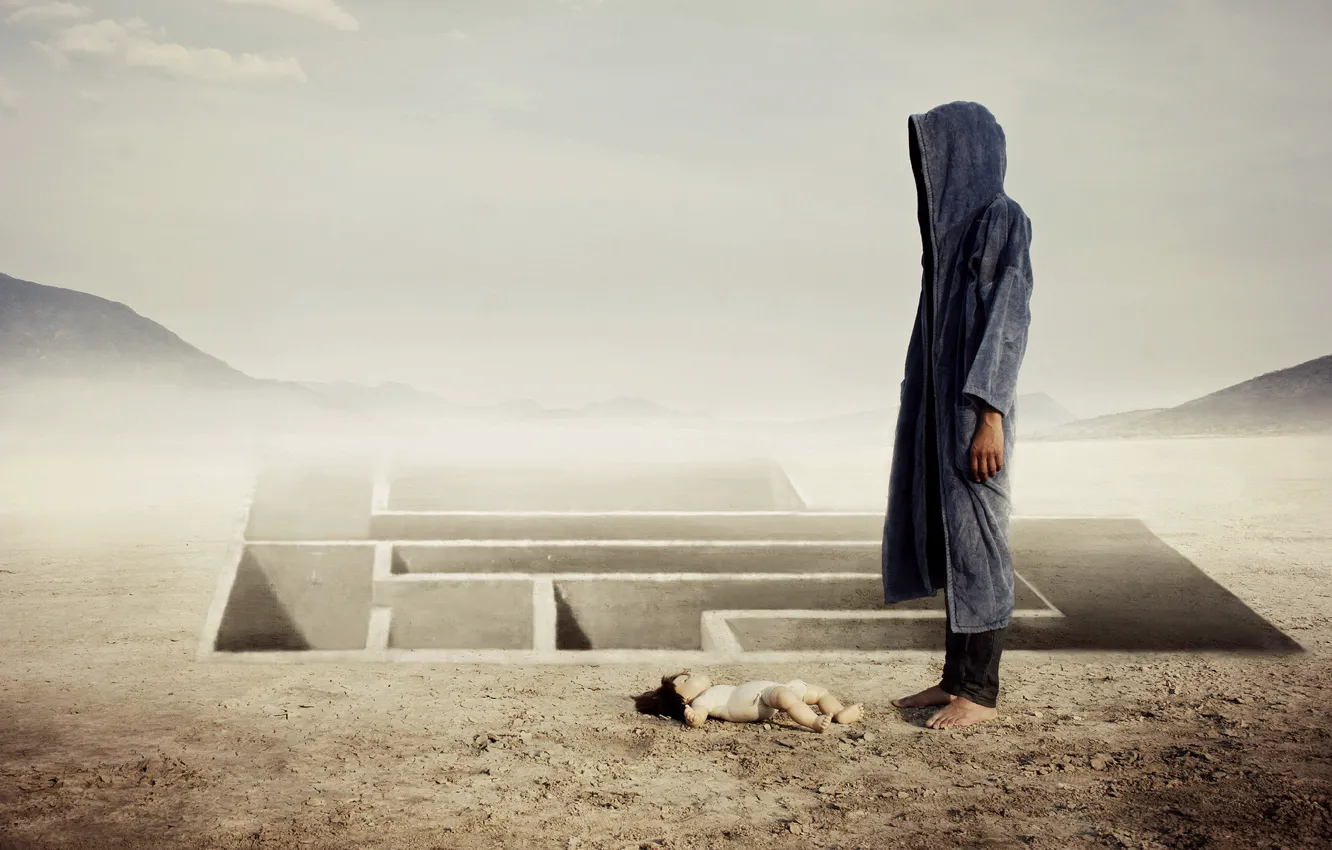 Photo wallpaper the situation, maze, guy