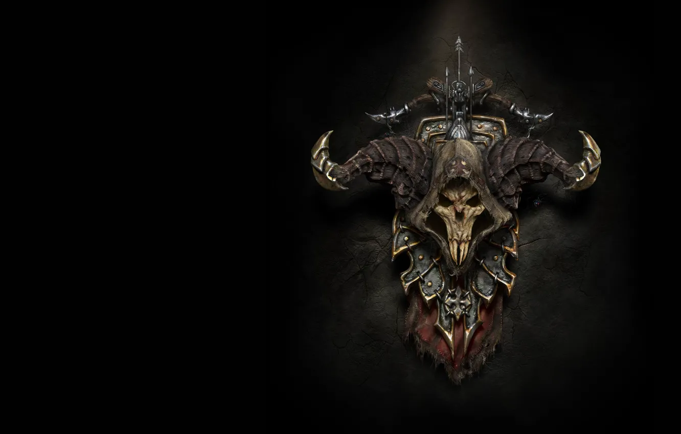 Photo wallpaper weapons, the game, skull, spider, fantasy, art, horns, shield