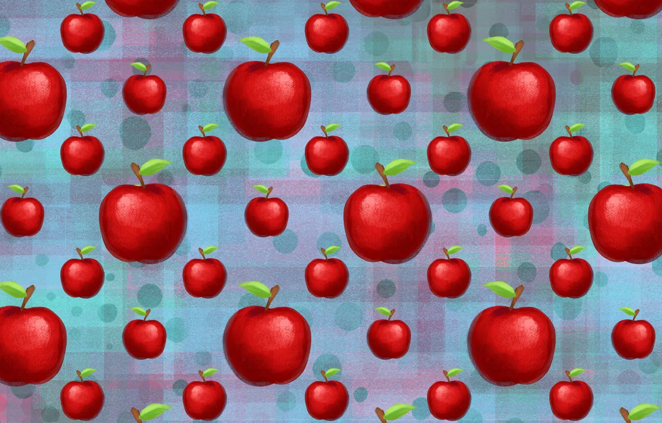 Photo wallpaper red, bright, apples, texture, cell, fabric, fruit, circles