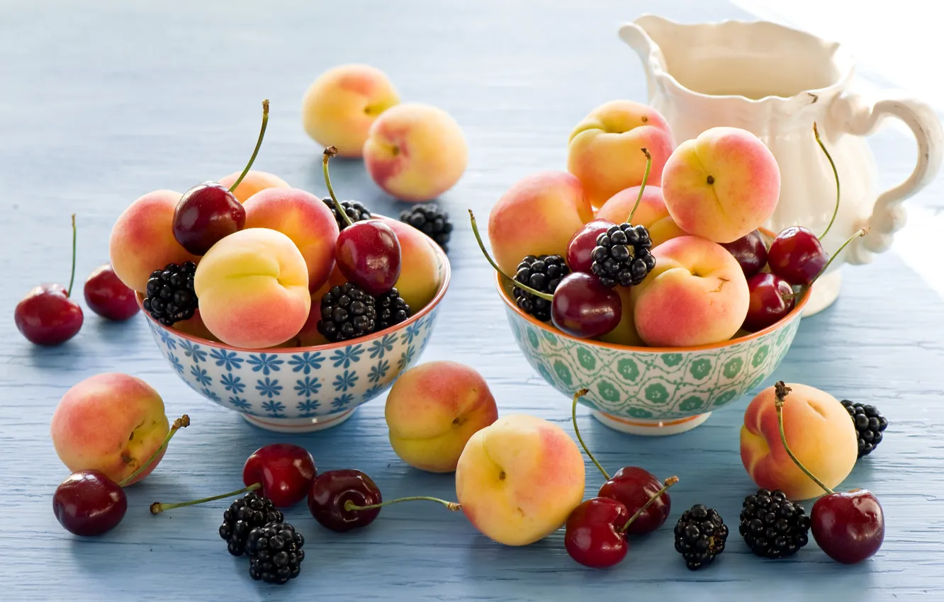 Photo wallpaper berries, cherry, BlackBerry, apricots
