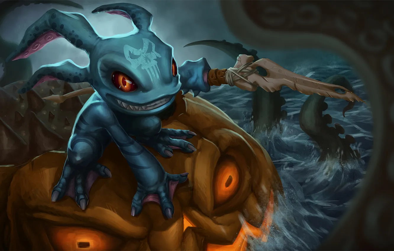 Photo wallpaper sea, holiday, art, League of Legends, Fizz, Tidal Trickster, Halloween Fizz